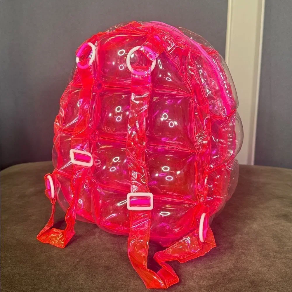 Pink Inflatable Bubble Backpack Zipper Closure One Size NEW